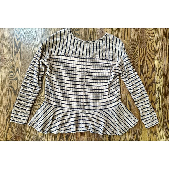 We The Free Women’s Tan & Navy Striped Oversized Peplum Top Blouse Size Small - Picture 7 of 7